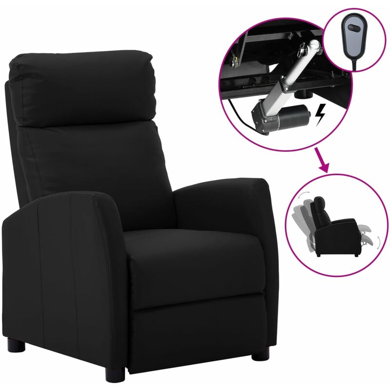 

Sillón eléctrico reclinable de piel sintética negra - Negro - Youthup
