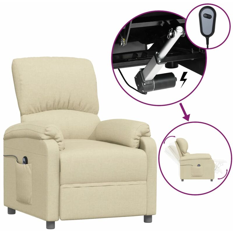 

Sillón eléctrico reclinable de tela crema - Crema - Youthup