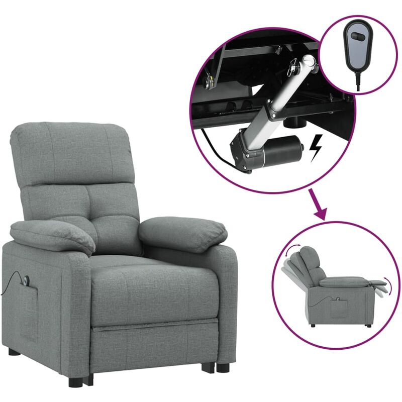 

YOUTHUP Sillón eléctrico reclinable de tela gris oscuro - Gris
