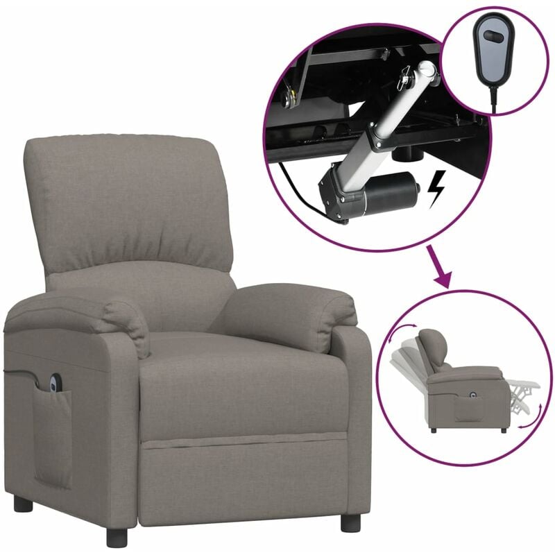 

YOUTHUP Sillón eléctrico reclinable de tela gris taupé - Gris Topo
