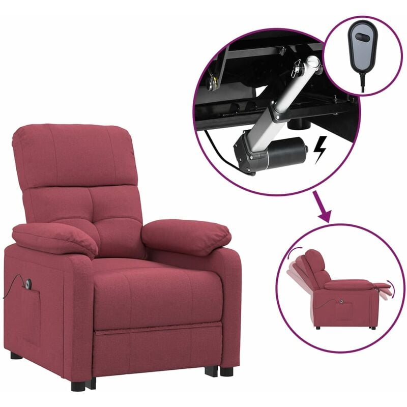 

Sillón eléctrico reclinable de tela rojo - Rojo - Youthup