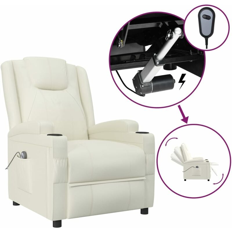 

Sillón eléctrico reclinable eléctrico de cuero sintético crema - Crema - Youthup