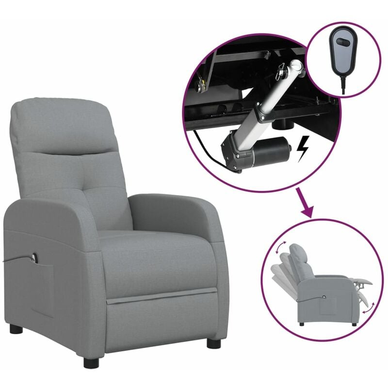 

Sillón eléctrico y reclinable tela gris claro - Gris - Youthup