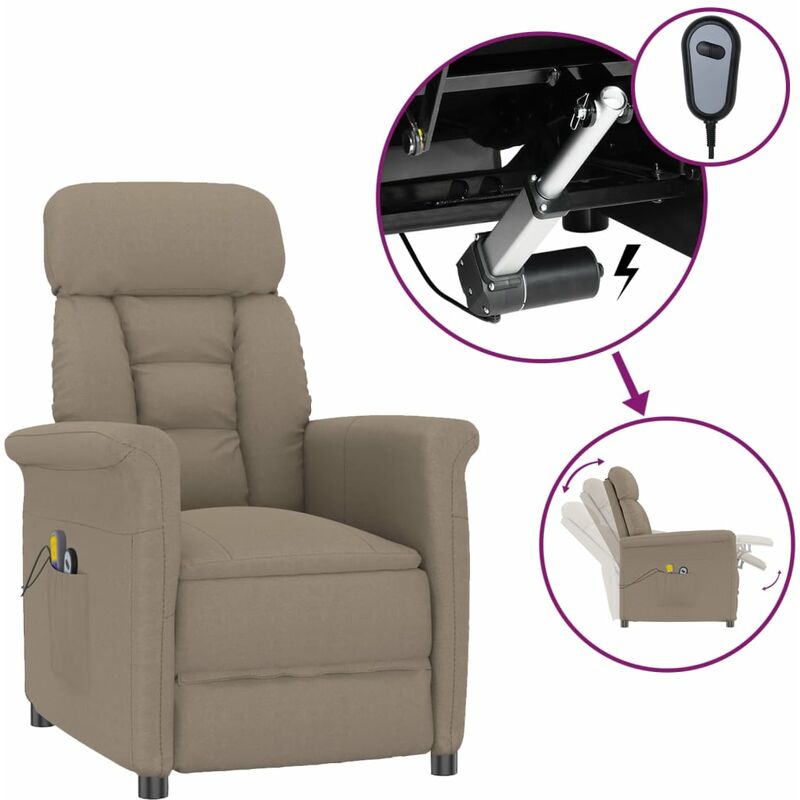 

Sillón masaje eléctrico reclinable ante sintético gris taupe - Gris Topo - Youthup