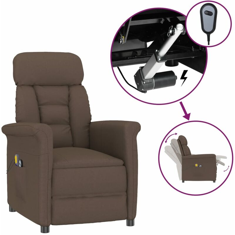 

Sillón masaje eléctrico reclinable piel sintética ante marrón - Marrón - Youthup