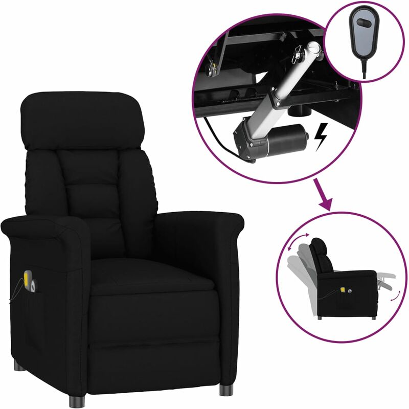 

Sillón masaje eléctrico reclinable piel sintética de ante negro - Negro - Youthup