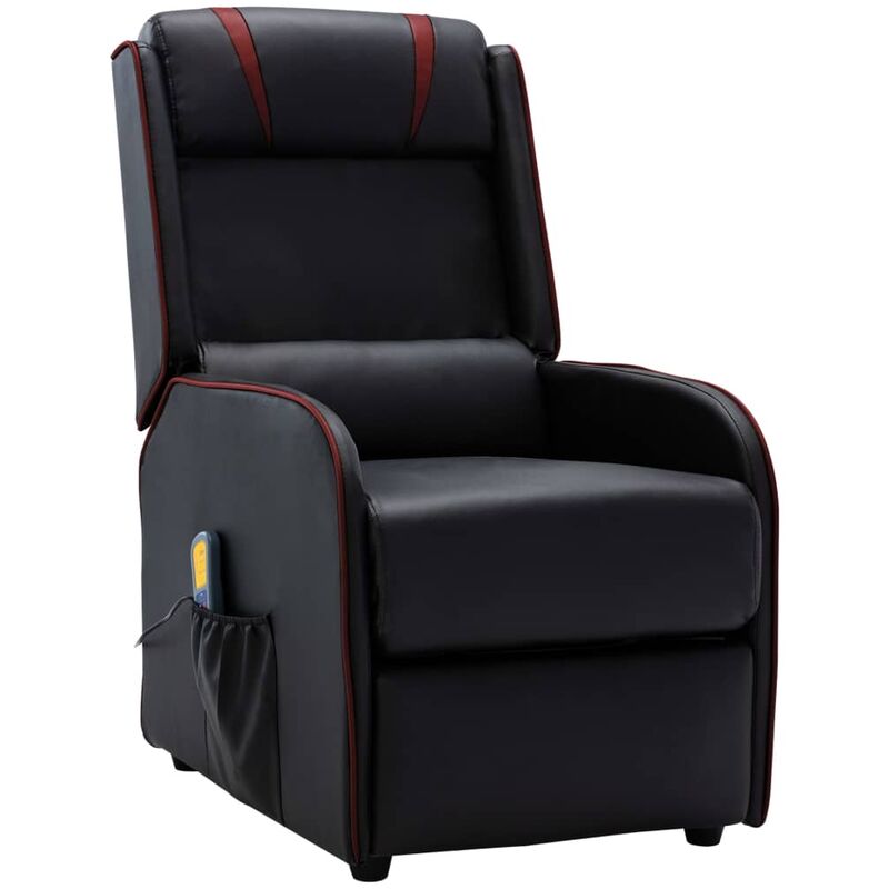 

Sillón masaje reclinable cuero sintético negro y vino tinto - Negro - Youthup