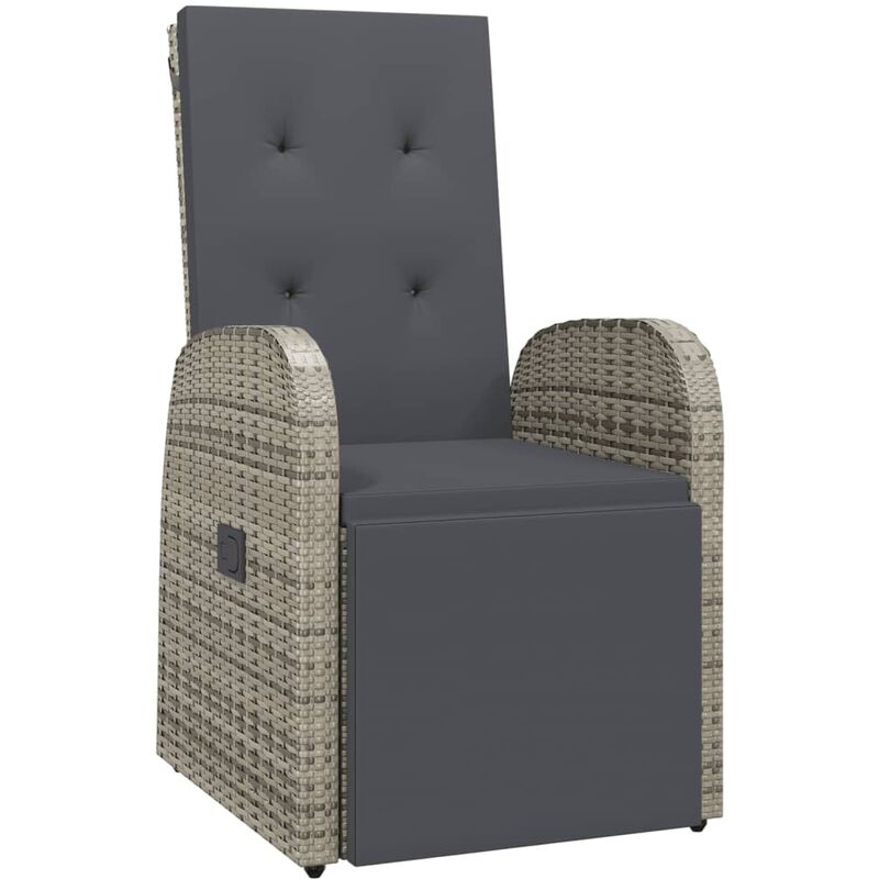 

Sillón reclinable de jardín con cojín ratán sintético gris - Gris - Youthup