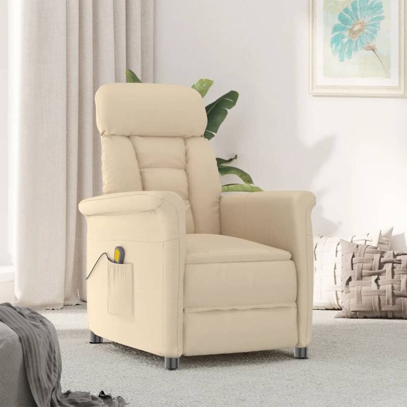 

Sillón reclinable de masaje de cuero sintético crema - Crema - Youthup