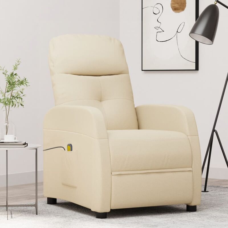

Sillón reclinable de masaje de tela crema - Crema - Youthup