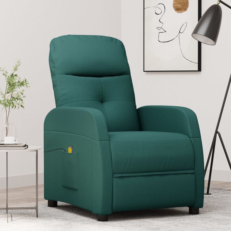 

Sillón reclinable de masaje de tela verde oscuro - Verde - Youthup