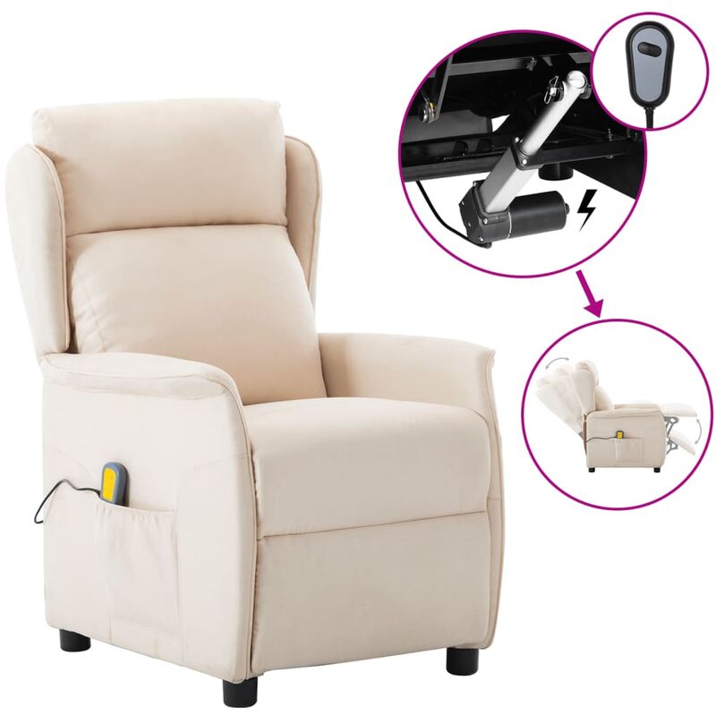 

Sillón reclinable de masaje eléctrico de tela crema - Crema - Youthup