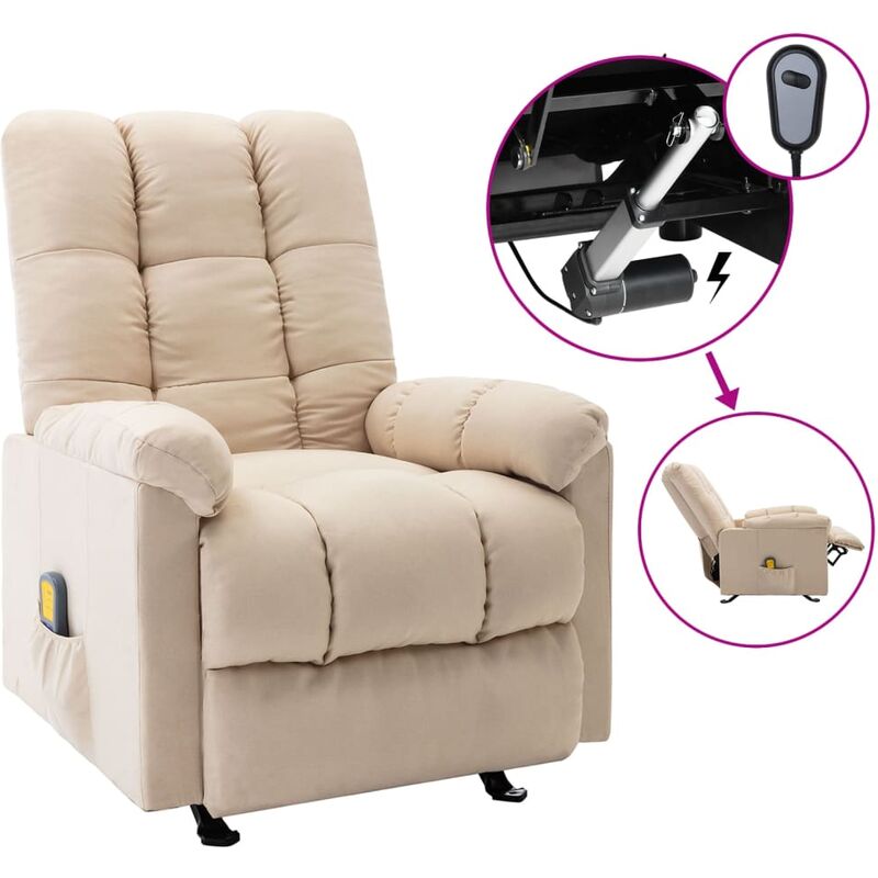 

YOUTHUP Sillón reclinable de masaje eléctrico de tela crema - Crema
