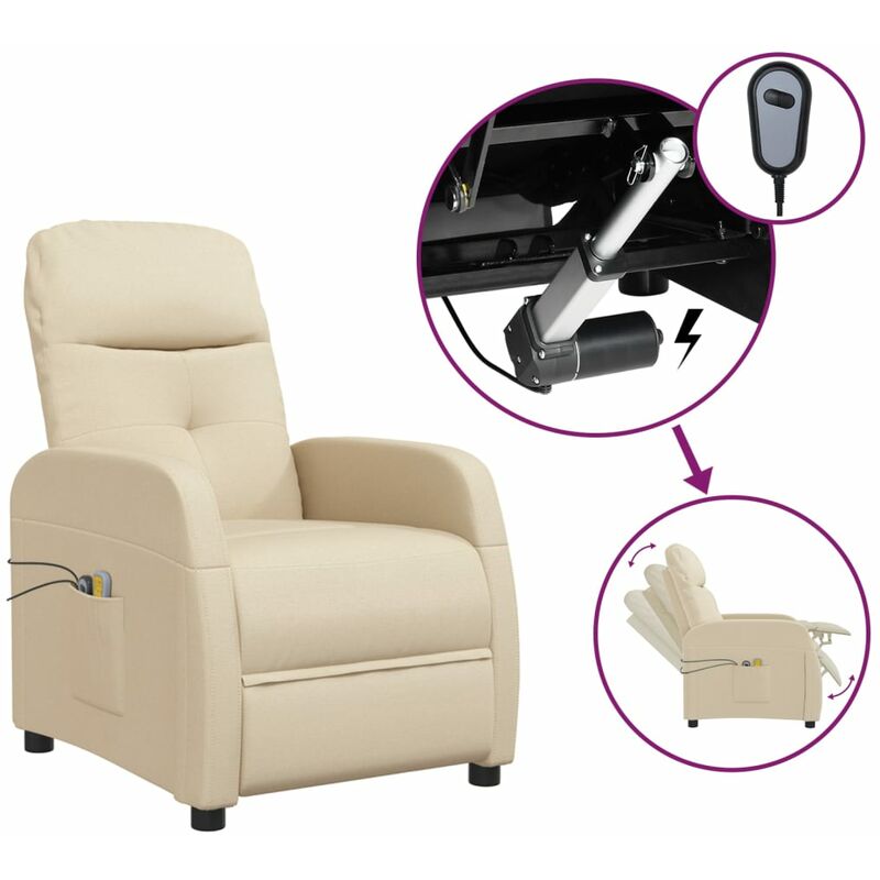 

Sillón reclinable de masaje eléctrico de tela crema - Crema - Youthup