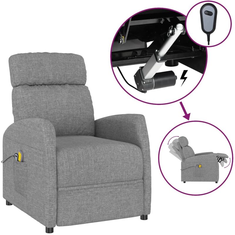 

Sillón reclinable de masaje eléctrico de tela gris claro - Gris - Youthup