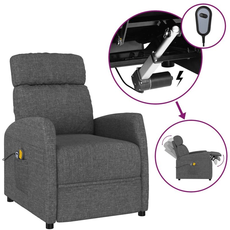 

Sillón reclinable de masaje eléctrico de tela gris oscuro - Gris - Youthup