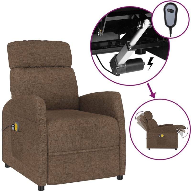 

Sillón reclinable de masaje eléctrico de tela marrón - Marrón - Youthup