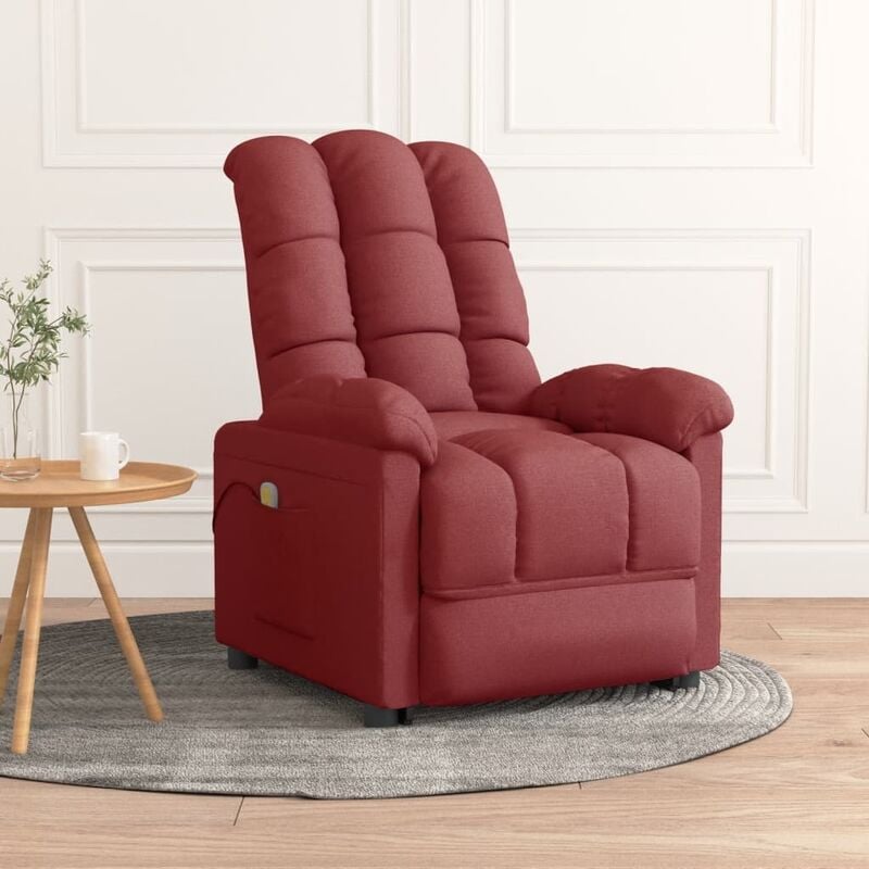 

Sillón reclinable de masaje tela rojo tinto - Rojo - Youthup