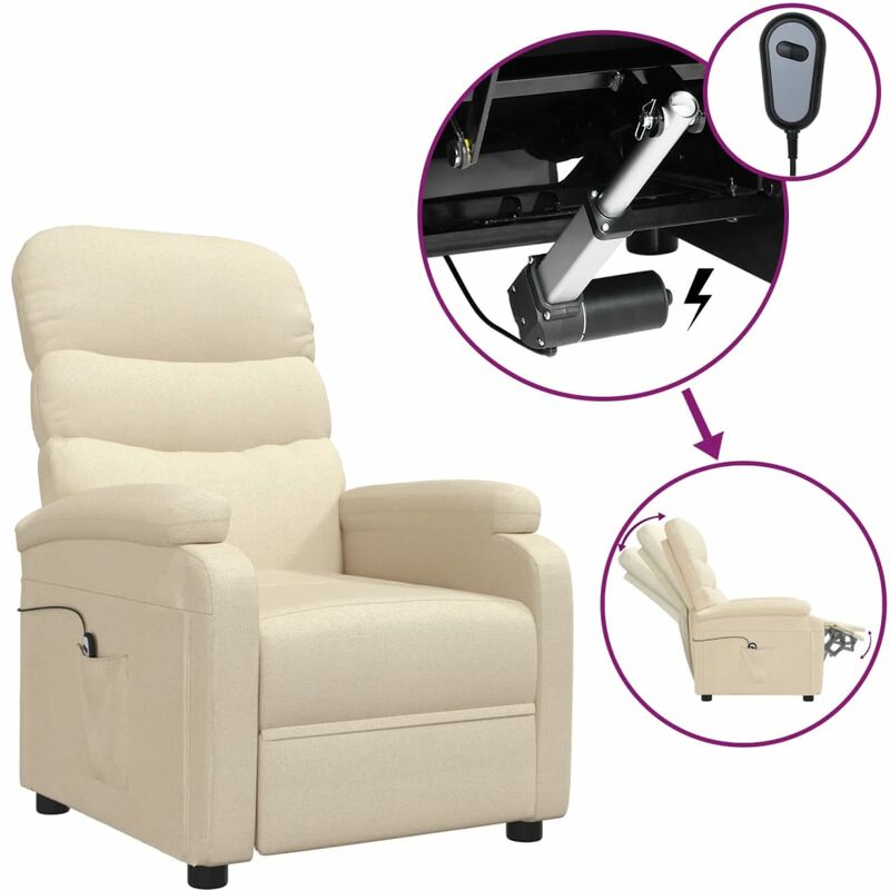 

Sillón reclinable eléctrico de tela color crema - Crema - Youthup