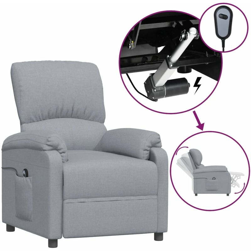 

Sillón reclinable eléctrico de tela gris claro - Gris - Youthup