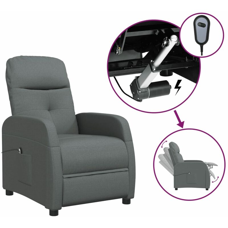 

YOUTHUP Sillón reclinable eléctrico de tela gris oscuro - Gris
