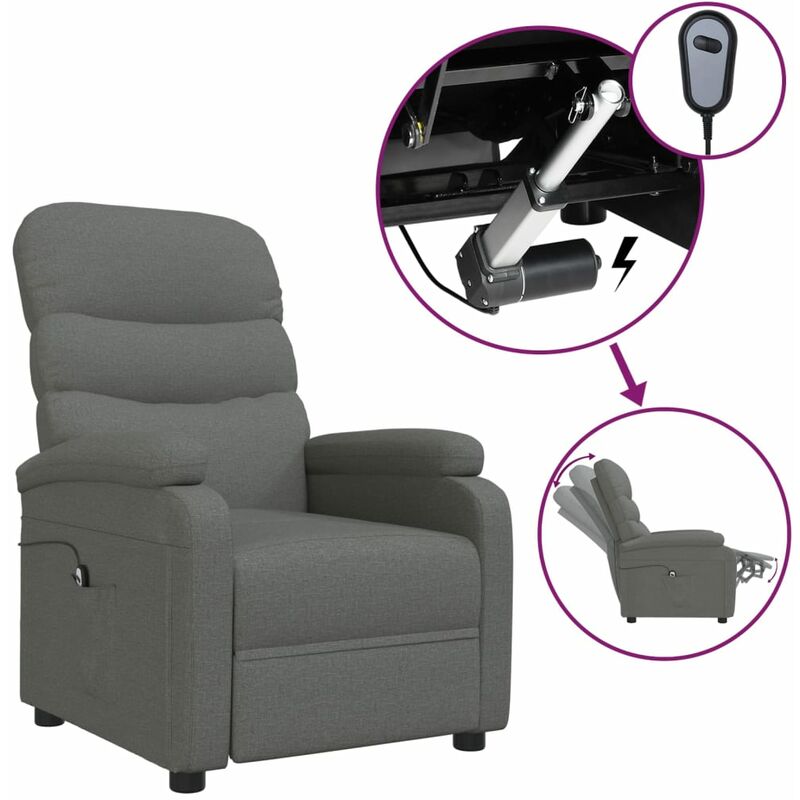 

Sillón reclinable eléctrico de tela gris oscuro - Gris - Youthup