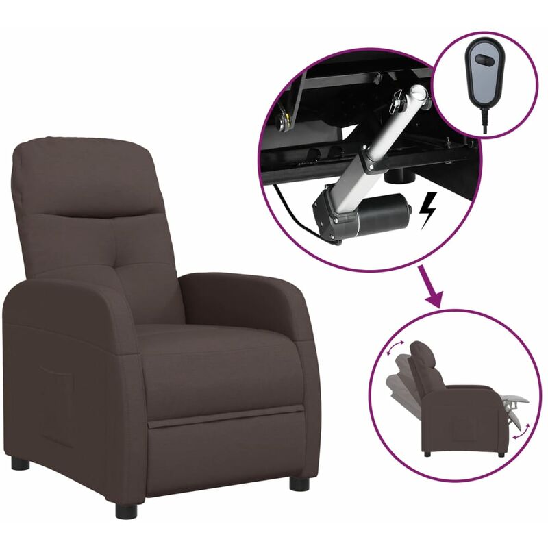 

Sillón reclinable eléctrico de tela marrón oscuro - Marrón - Youthup