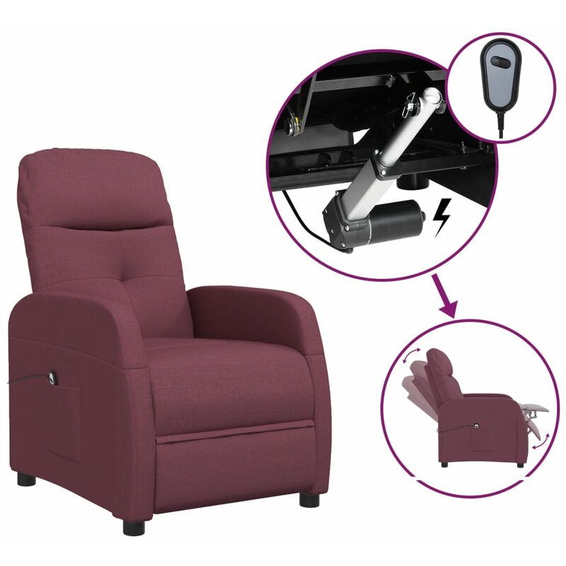 

Sillón reclinable eléctrico de tela morado - Púrpura - Youthup