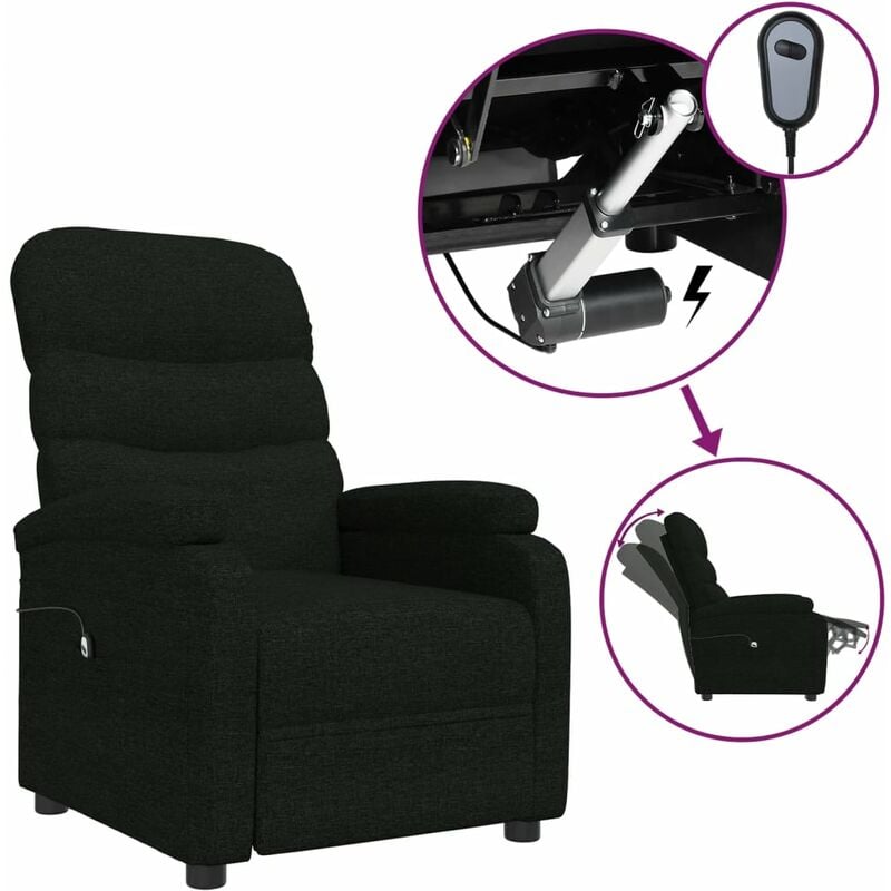 

Sillón reclinable eléctrico de tela negra - Negro - Youthup