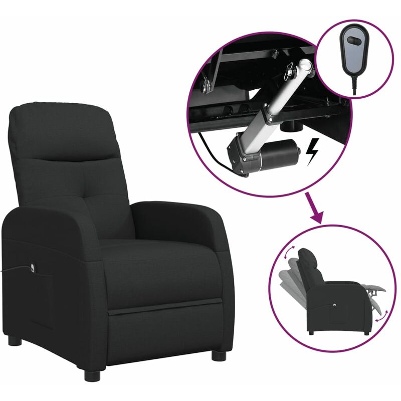 

YOUTHUP Sillón reclinable eléctrico de tela negra - Negro