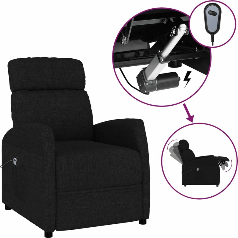 

Sillón reclinable eléctrico de tela negra - Negro - Youthup