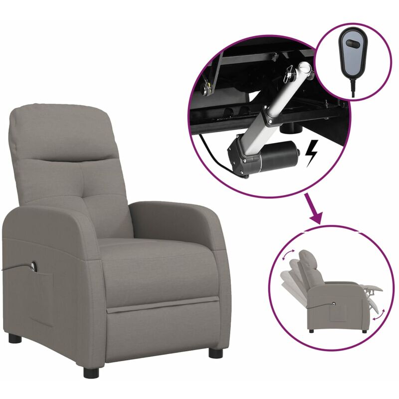 

Sillón reclinable eléctrico tela gris taupe - Gris Topo - Youthup