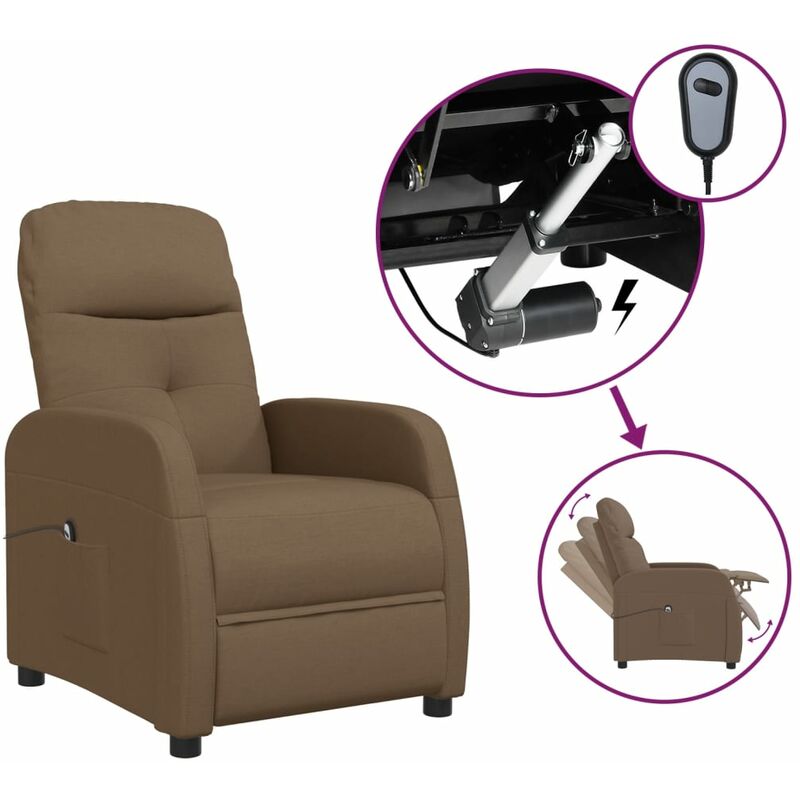 

Sillón reclinable eléctrico tela marrón - Marrón - Youthup
