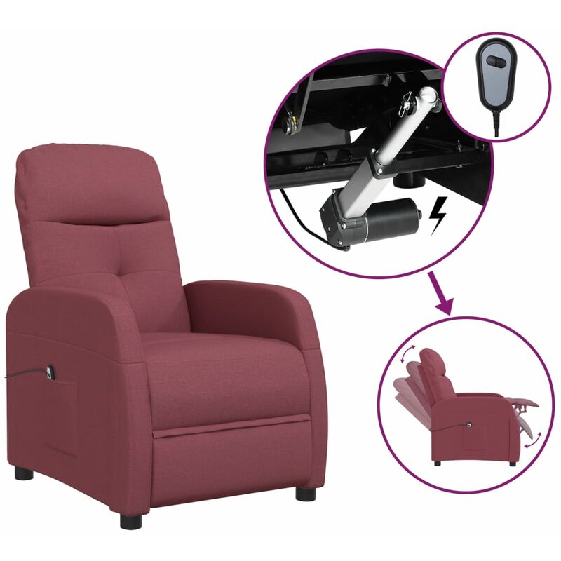 

Sillón reclinable eléctrico tela rojo tinto - Rojo - Youthup