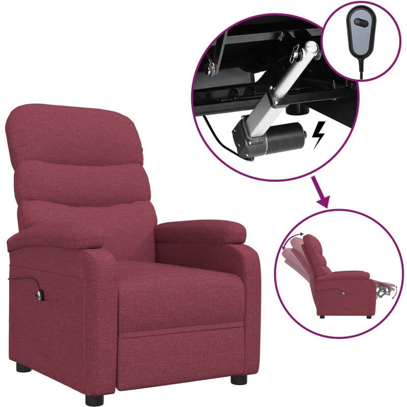

Sillón reclinable eléctrico tela rojo tinto - Rojo - Youthup