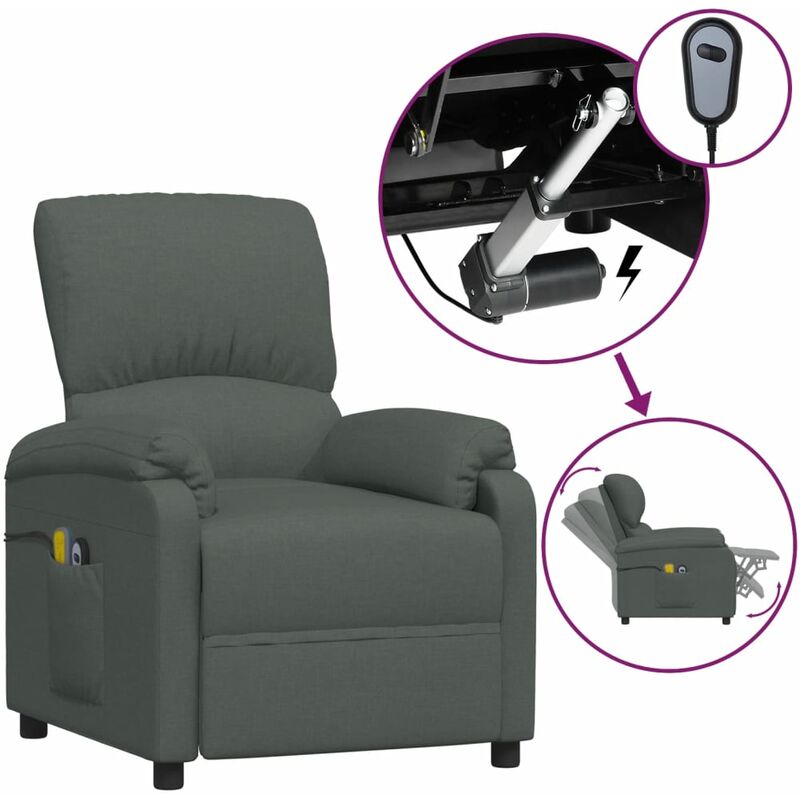 

YOUTHUP Sillón reclinable masaje eléctrico de tela gris oscuro - Gris