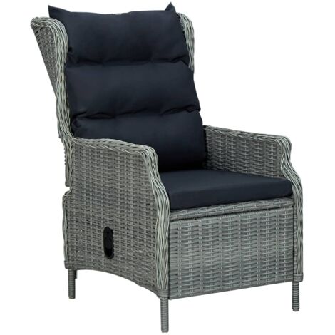 YOUTHUP Sillón reclinable de jardín cojines ratán sintético gris claro