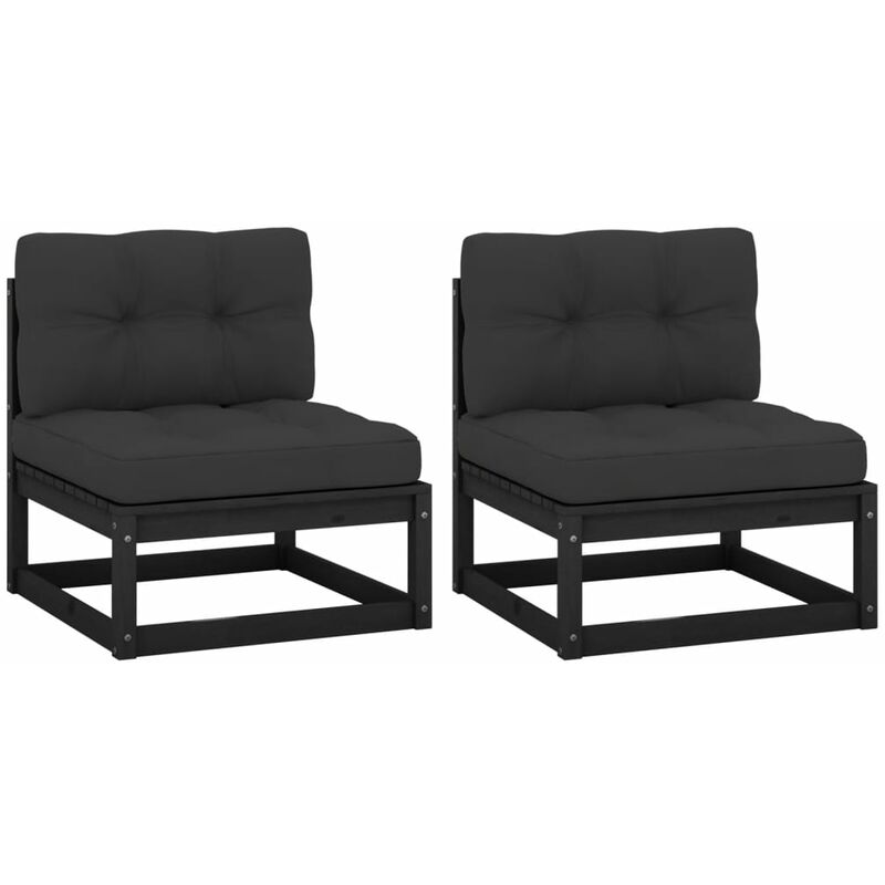 

Sofá central de jardín 2 pzs cojines gris antracita madera pino - Negro - Youthup