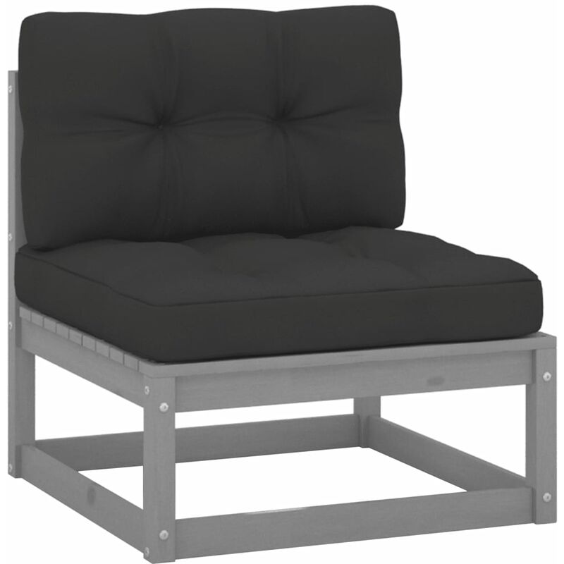 

Sofá central para jardín y cojines gris antracita madera pino - Gris - Youthup