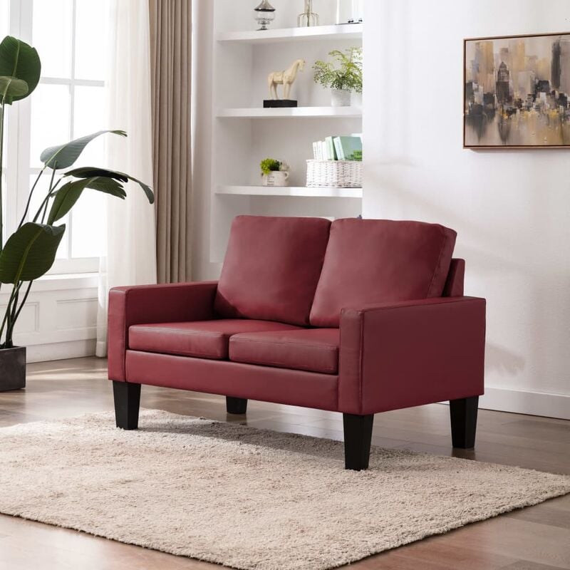 

Sofá de 2 plazas cuero sintético rojo vino tinto - Rojo - Youthup