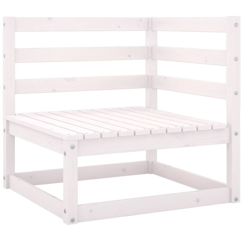 

Sofá de esquina de jardín blanco madera maciza de acacia - Blanco - Youthup