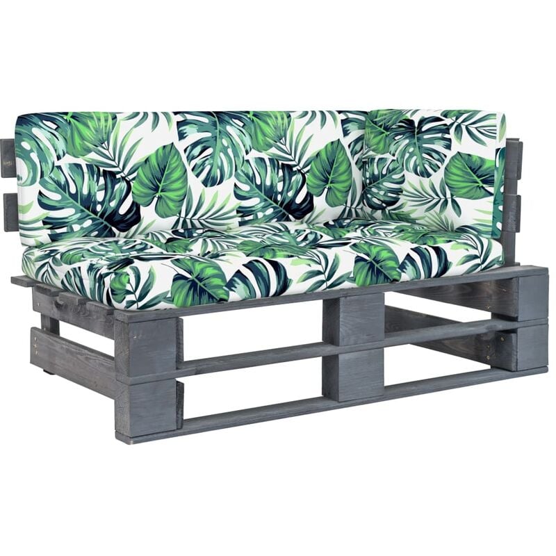 

Sofá de esquina de palets de jardín gris madera pino impregnada - Gris - Youthup