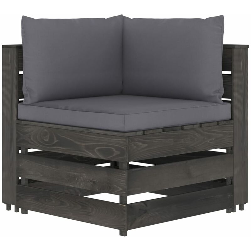 

Sofá de esquina seccional con cojines madera impregnada gris - Youthup