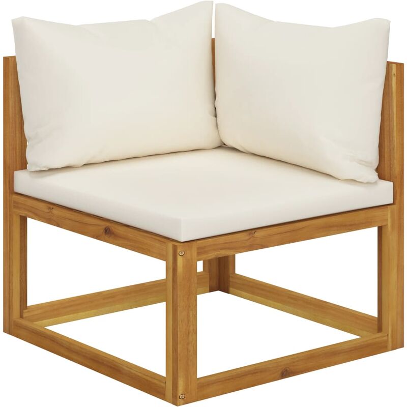 

Sofá de esquina seccional y cojín blanco crema madera de acacia - Youthup