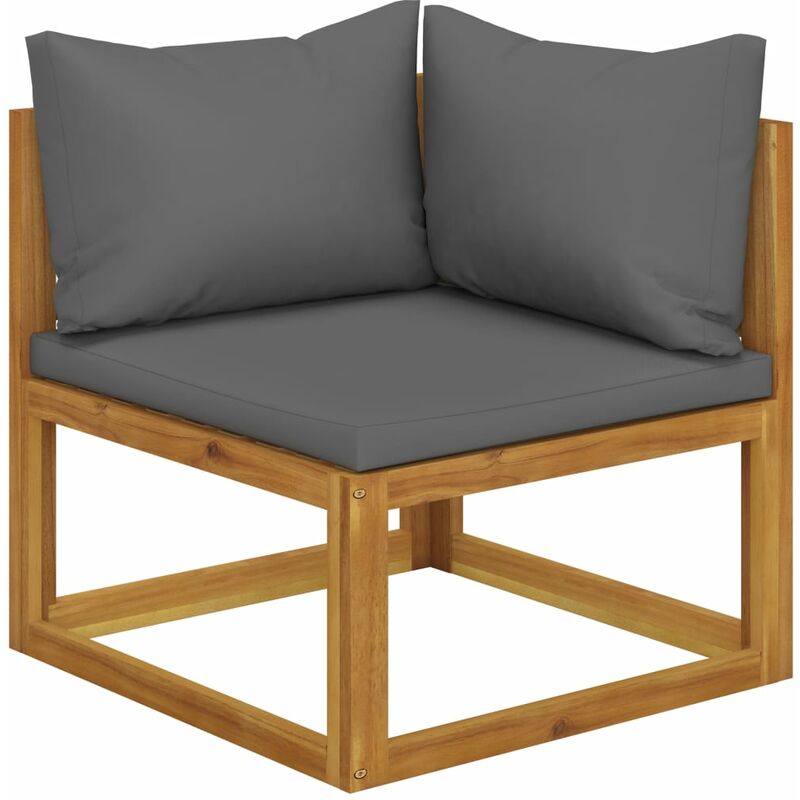 

Sofá de esquina seccional y cojín gris oscuros madera de acacia - Youthup