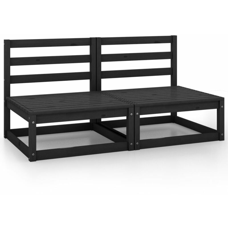 

Sofá de jardín 2 plazas negro madera maciza de pino - Negro - Youthup