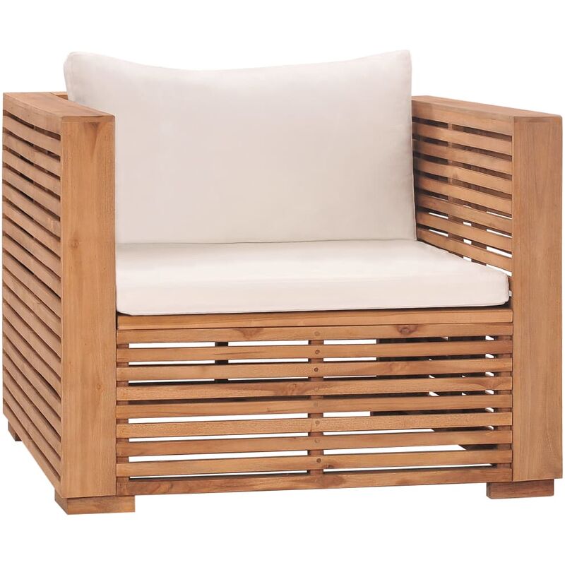 

Sofá de jardín de madera maciza teca con cojines color crema - Youthup