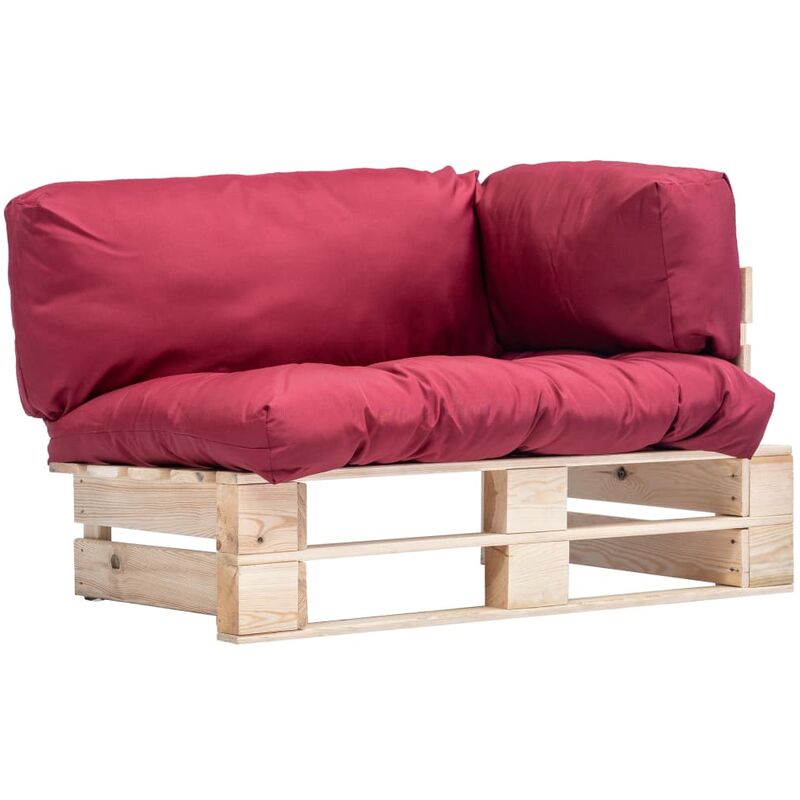 

Sofá de jardín de palés cojines rojos madera de pino - Rojo - Youthup