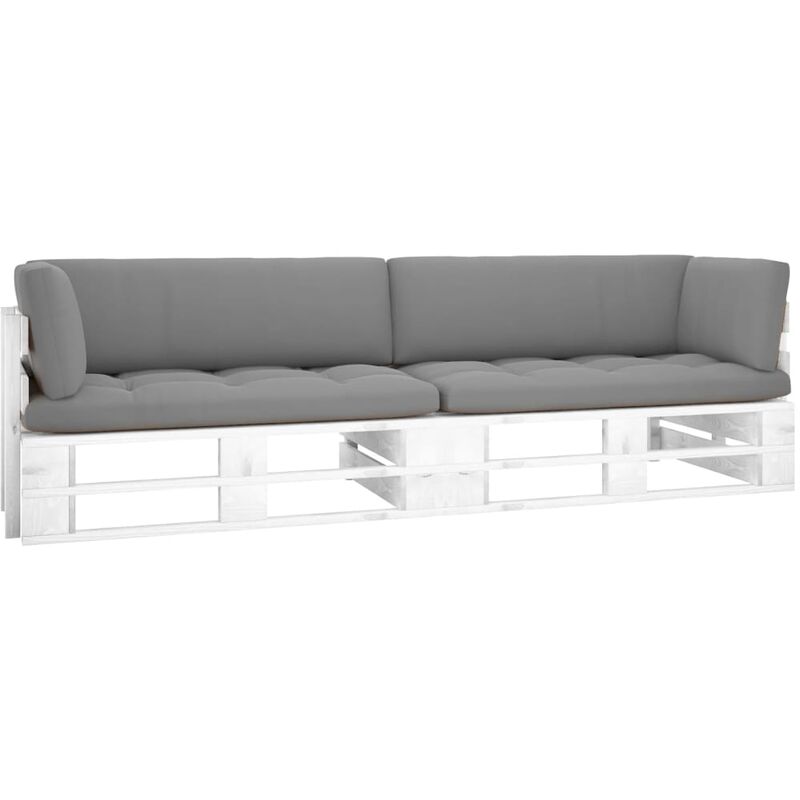 

Sofá de palets 2 plazas cojines blanco madera pino impregnada - Blanco - Youthup