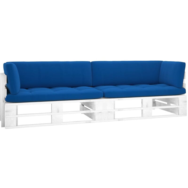 

Sofá de palets 2 plazas cojines blanco madera pino impregnada - Blanco - Youthup